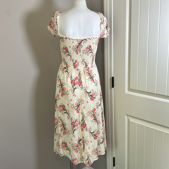 Reformation Inka Dress in Leila Off Shoulder Smocked Floral Womens Size XL - Picture 9 of 15